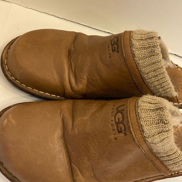 Ugg brown fur lined clogs mules size 10 sn #1937 - Picture 2 of 9